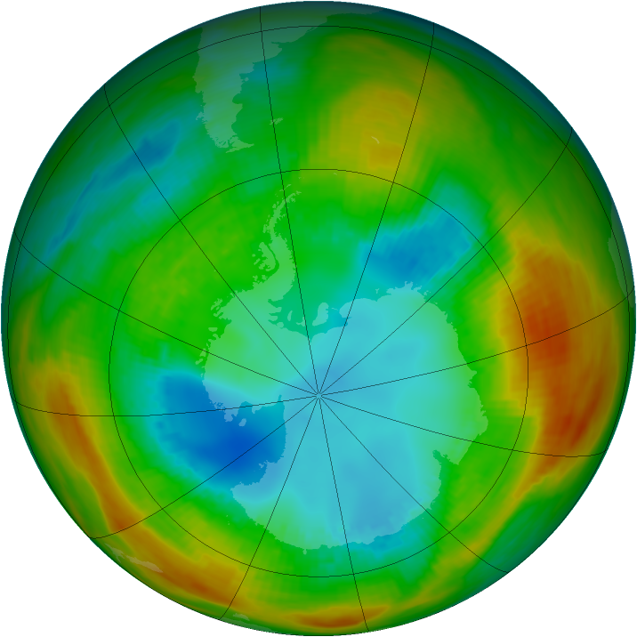 Antarctic ozone map for 15 August 1981